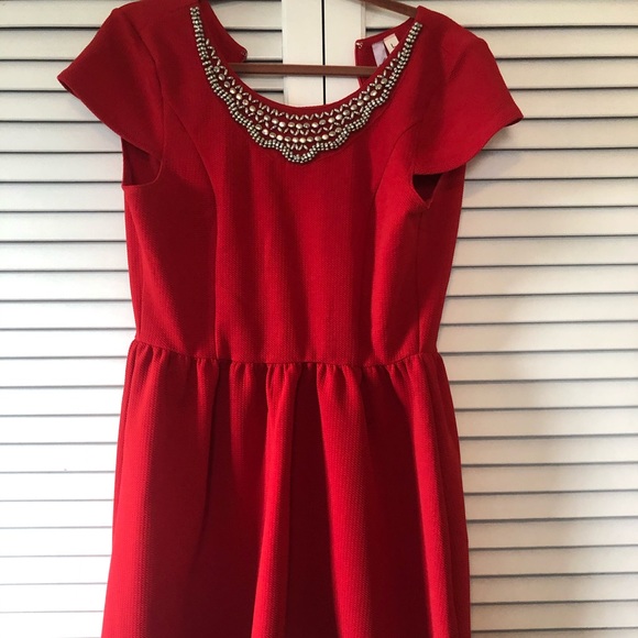 Red Fit and Flare Dress - Picture 1 of 3
